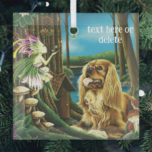 Playful Fantasy Cavalier Spaniel Fairy Sprite Glass Tree Decoration