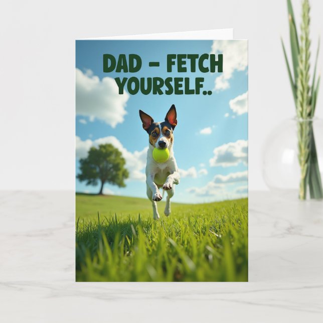 Playful Fathers Day Fetch Card (Front)