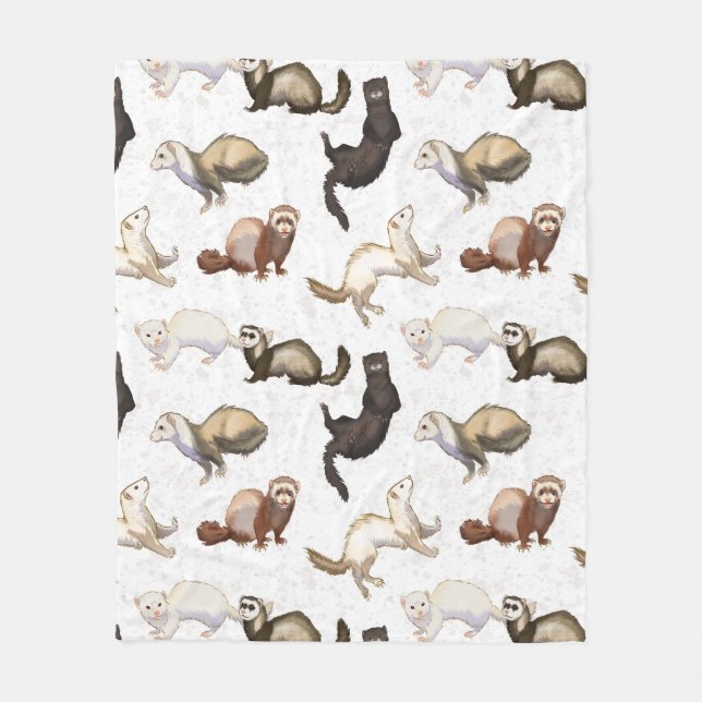 Playful Ferret Business   Fleece Blanket (Front)