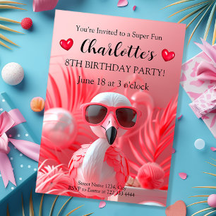 Playful Flamingo Fiesta Birthday Invitation