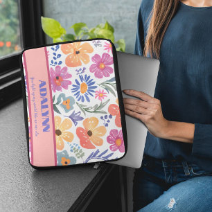 Playful Floral Chic Valentines Gifts for Teens Laptop Sleeve