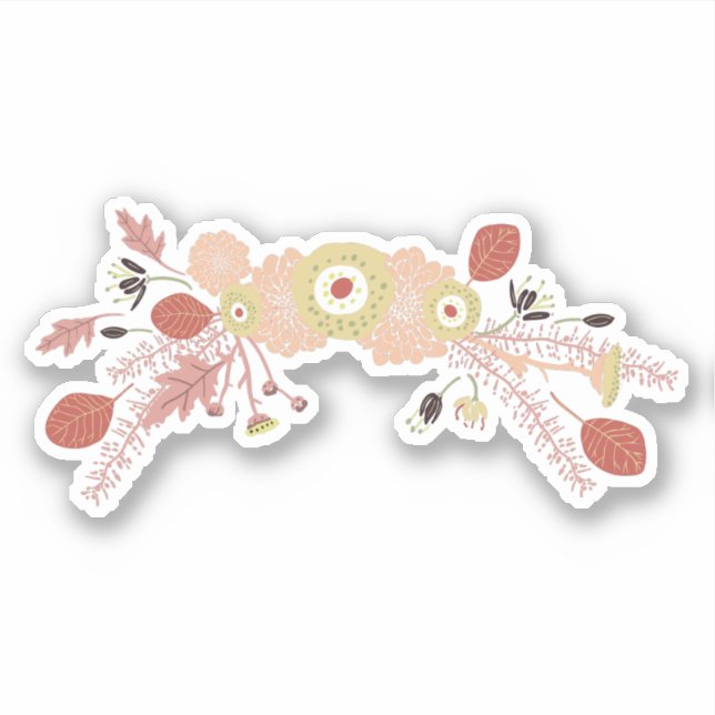 Playful Floral Mix Peach Green Illustrated Flowers (Front)