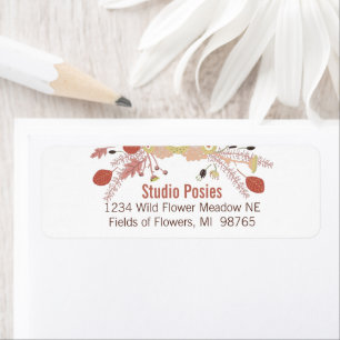 Playful Floral Mix Peach Green Illustrated Flowers