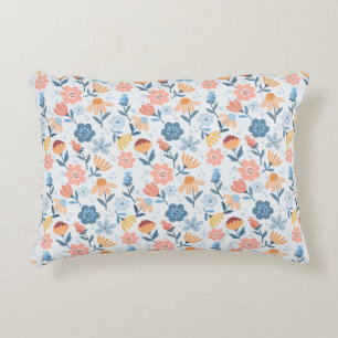 Playful Floral Pattern Accent Pillow