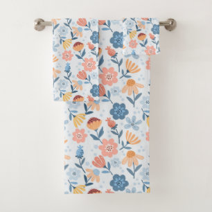 Playful Floral Pattern Bath Towel Set