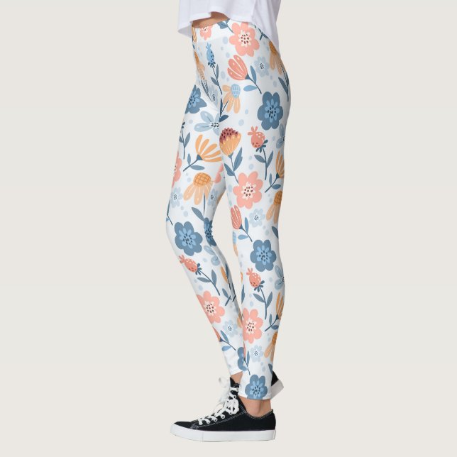 Playful Floral Pattern Leggings (Left)