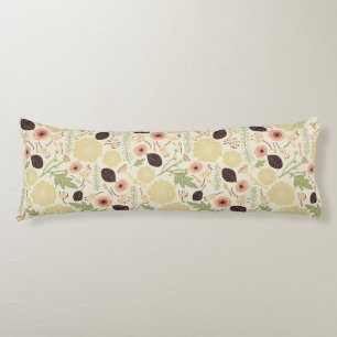 Playful Floral Pink Green Cream Pattern Flowers Body Cushion