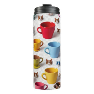 Playful Flower and Cartoon Animal Pattern - Adorab Thermal Tumbler