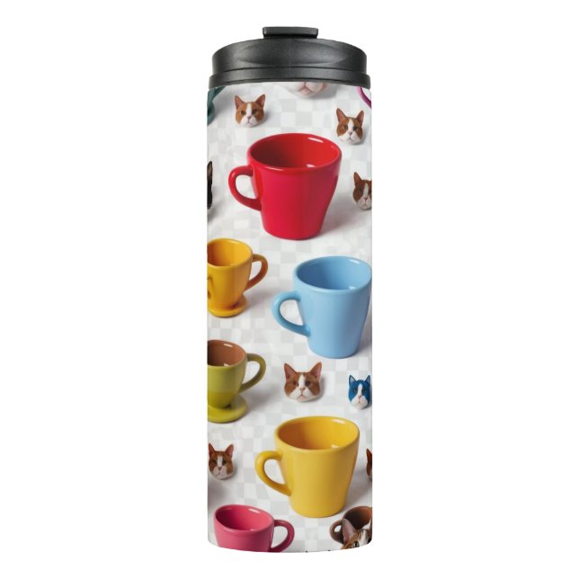 Playful Flower and Cartoon Animal Pattern - Adorab Thermal Tumbler (Front)