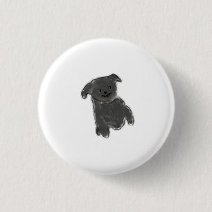 Playful Fluffy Black Puppy Personalised Gift 3 Cm Round Badge