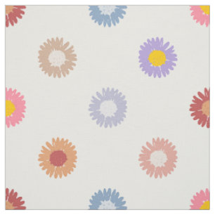 Playful Folk Art Daisies Nursery Sewing Fabric