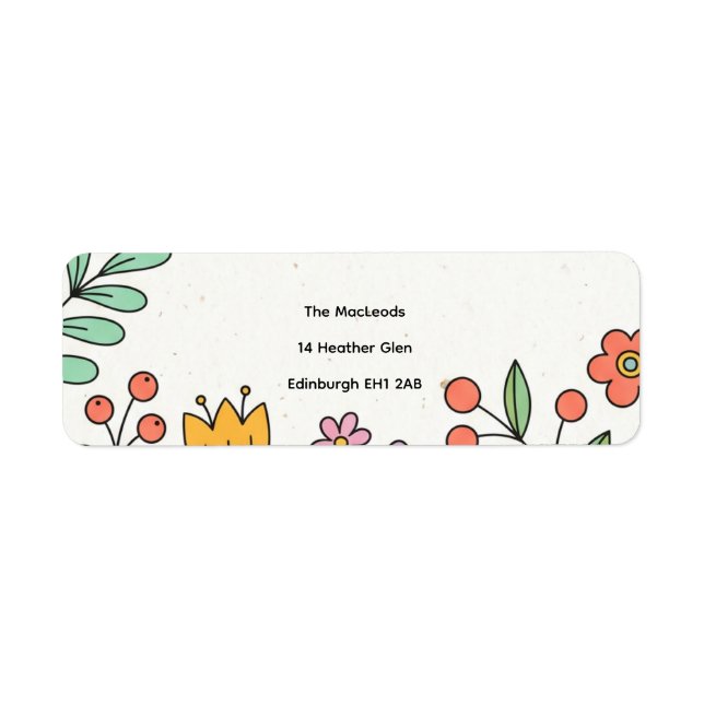 Playful Folk Floral Return Address Label (Front)