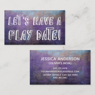 Playful Font, Purple Blue Mummy Play Date Card