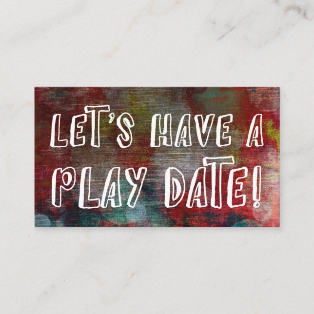 Playful Font Red Grunge Mummy Play Date Card (Front)