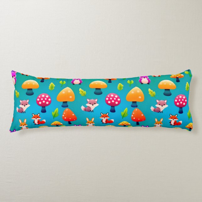 Playful Forest Scene With Cute Animals Body Cushion (Front)
