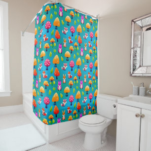 Playful Forest Scene With Cute Animals Shower Curtain