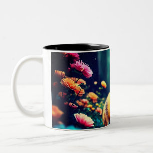 "Playful Fox Amidst Blossoms" Two-Tone Coffee Mug