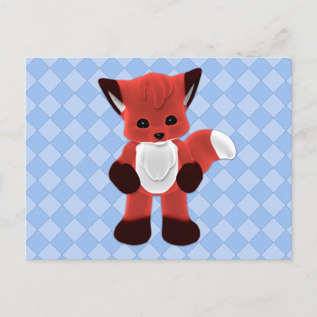 Playful Fox Plushie Postcard (Front)