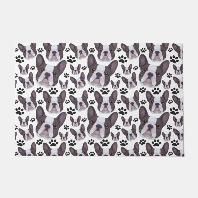 Playful Frenchie French Bulldog Pet Puppy Dog Doormat (Front)