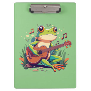 Playful Frog with Banjo - Cute Musical Amphibian Clipboard