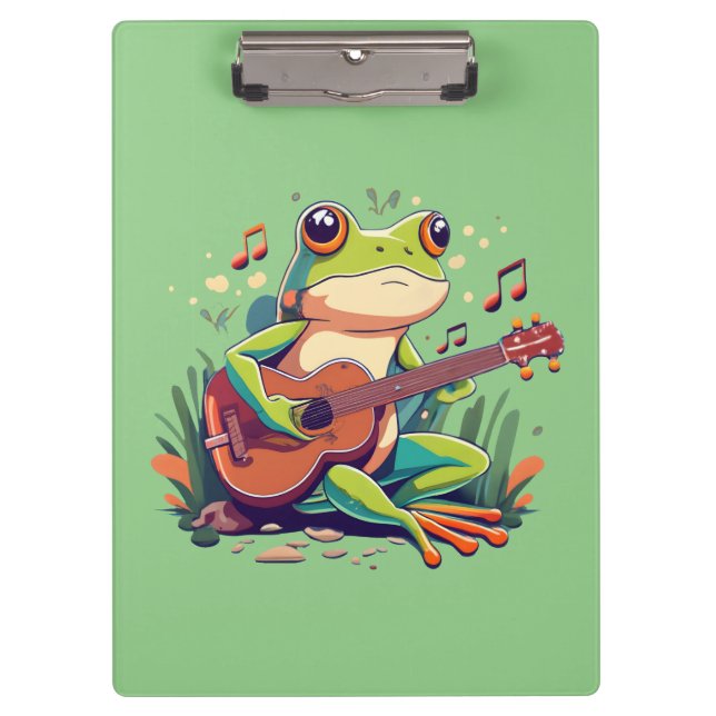Playful Frog with Banjo - Cute Musical Amphibian Clipboard (Front)