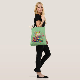 Playful Frog with Banjo - Cute Musical Amphibian Tote Bag