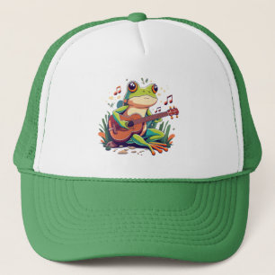 Playful Frog with Banjo - Cute Musical Amphibian Trucker Hat