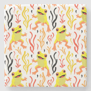 Playful Frogs Stone Coaster