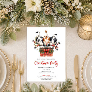 Playful Funny Cows Holiday Christmas Party Invite