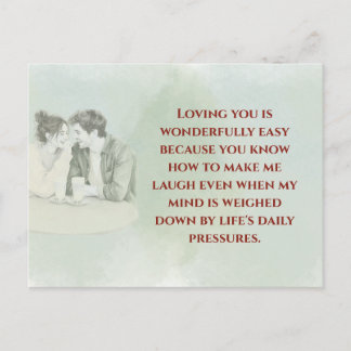 Playful & Funny Love Quote Postcard | Laughing Cou
