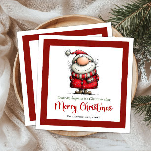 Playful Funny Santa Cartoon Christmas Paper Napkin