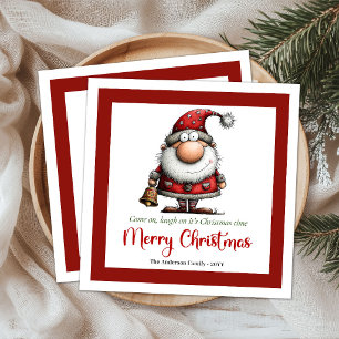 Playful Funny Santa Claus Whimsy Paper Napkins
