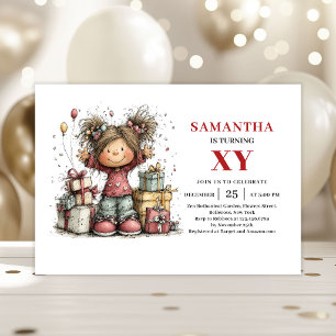 Playful Funny Whimsy Girl Birthday invitation