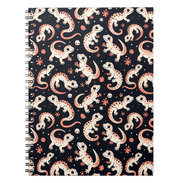 Playful Gecko Pattern Notebook (Front)