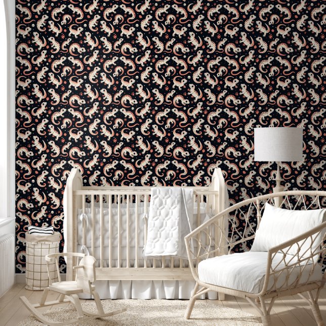 Playful Gecko Pattern Wallpaper (Kids)