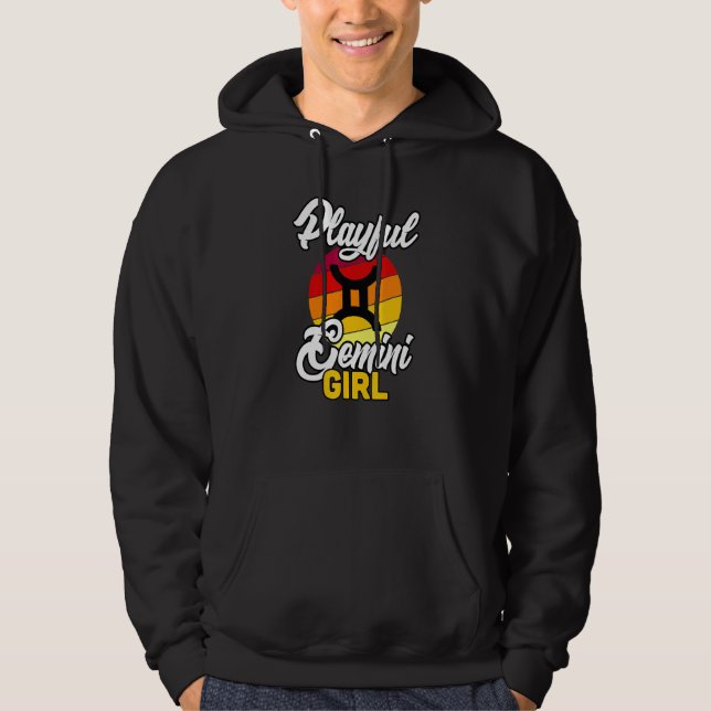 Playful Gemini Girl Gemini Zodiac Astrological Sig Hoodie (Front)