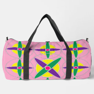 Playful geometric cross pattern duffle bag