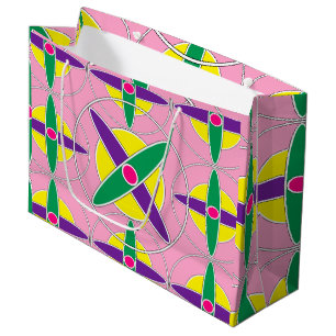 Playful geometric cross pattern large gift bag