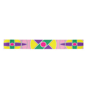Playful geometric cross pattern satin ribbon