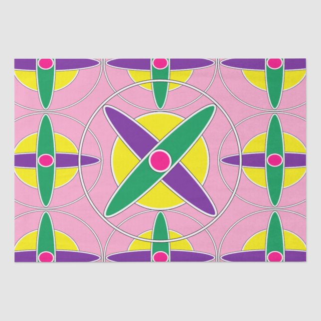 Playful geometric cross pattern tissue paper (Front)