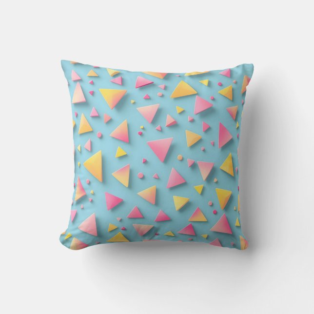 Playful Geometric Triangle Scatter Pattern Cushion (Front)