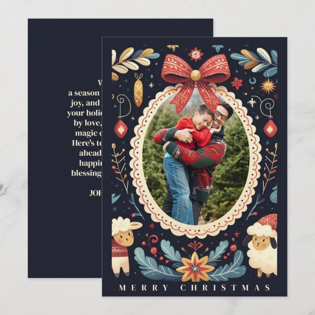 Playful geometric watercolor Holiday frame Card (Front/Back)