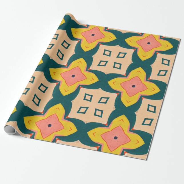 Playful geometry pattern wrapping paper (Unrolled)