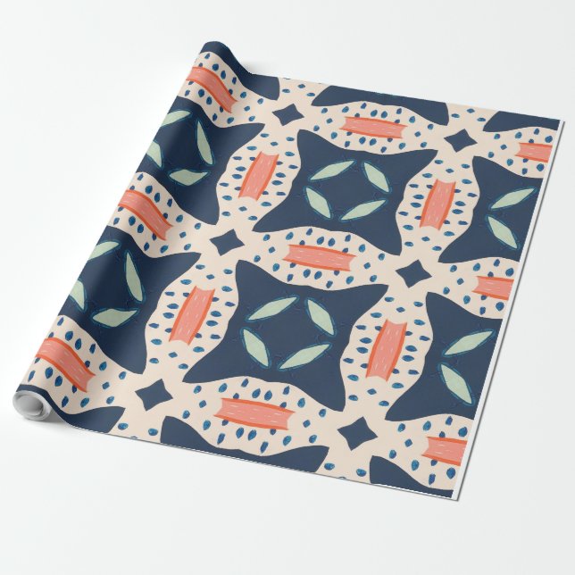 Playful geometry pattern wrapping paper (Unrolled)