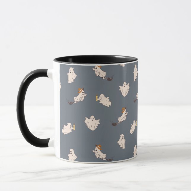 Playful Ghosts Halloween Pattern Mug (Left)