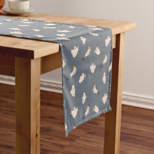 Playful Ghosts Halloween Pattern Short Table Runner