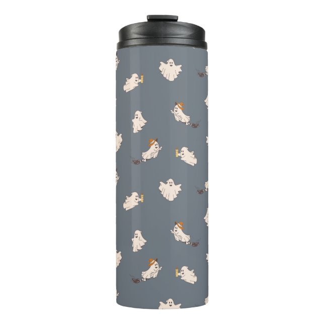 Playful Ghosts Halloween Pattern Thermal Tumbler (Front)