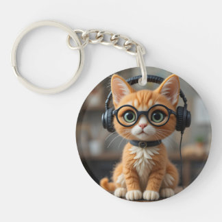 Playful Ginger Cat Key Ring