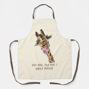 Playful Giraffe Funny Apron Smile - Custom Text