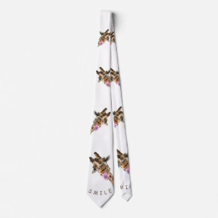 Playful Giraffe Funny Neck Tie - Smile - Your Text